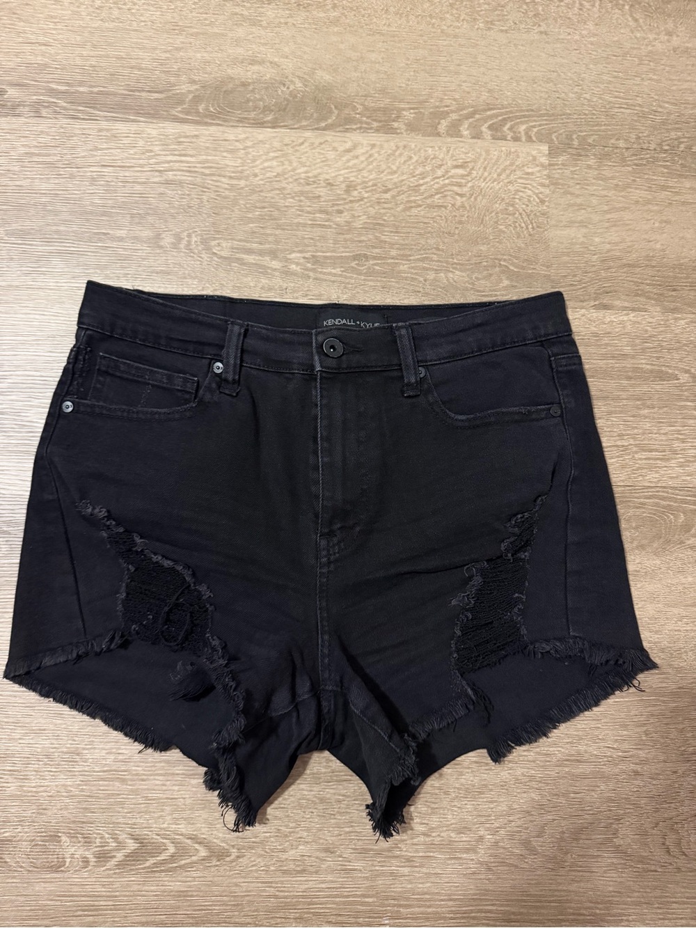 Kendall & Kylie Black High-Rise Distressed Cutoff Shorts